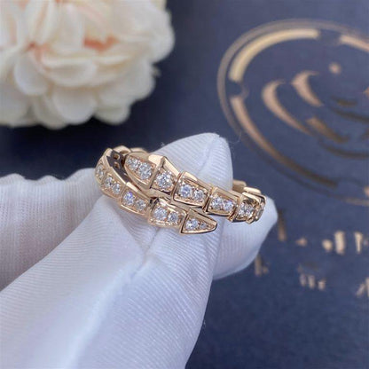 [Lumi Jewels]SERPENTI RING PINK GOLD DIAMOND PAVED 4MM
