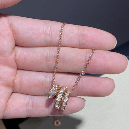 [Lumi Jewels]SERPENTI PINK GOLD NECKLACE DOUBLE RING DIAMOND