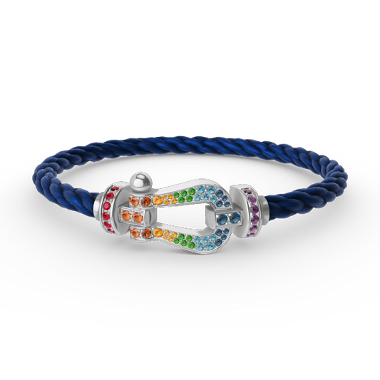 [Lumi Jewels]FORC LARGE HORSESHOE  COLORED DIAMOND BRACELET SILVER