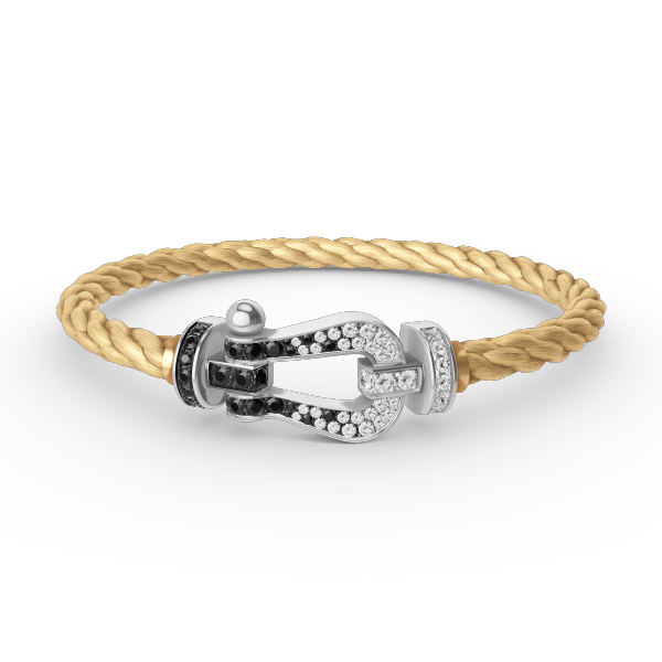 [Lumi Jewels]FORCE LARGE HORSESHOE BLACK WHITE DIAMOND BRACELET SILVER