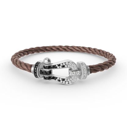 [Lumi Jewels]FORCE LARGE HORSESHOE BLACK WHITE DIAMOND BRACELET SILVER