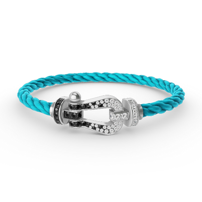 [Lumi Jewels]FORCE LARGE HORSESHOE BLACK WHITE DIAMOND BRACELET SILVER