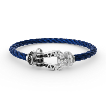 [Lumi Jewels]FORCE LARGE HORSESHOE BLACK WHITE DIAMOND BRACELET SILVER