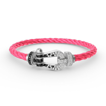 [Lumi Jewels]FORCE LARGE HORSESHOE BLACK WHITE DIAMOND BRACELET SILVER