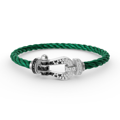 [Lumi Jewels]FORCE LARGE HORSESHOE BLACK WHITE DIAMOND BRACELET SILVER