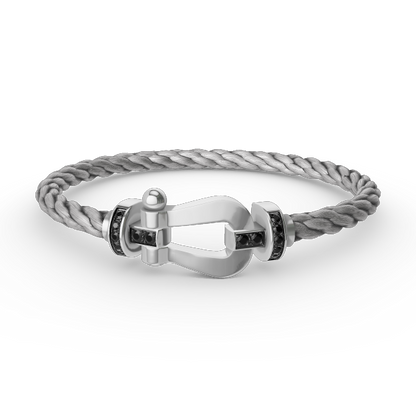 [Lumi Jewels]FORCE LARGE HORSESHOE BLACK DIAMOND BRACELET SILVER