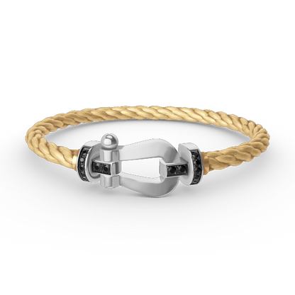 [Lumi Jewels]FORCE LARGE HORSESHOE BLACK DIAMOND BRACELET SILVER