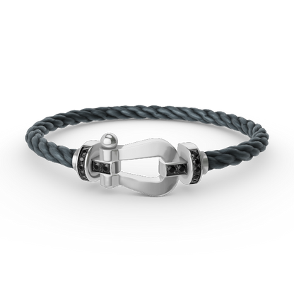 [Lumi Jewels]FORCE LARGE HORSESHOE BLACK DIAMOND BRACELET SILVER