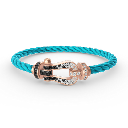 [Lumi Jewels]FORCE LARGE HORSESHOE BLACK WHITE DIAMOND BRACELET ROSE GOLD