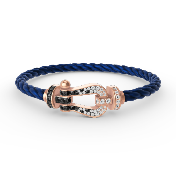 [Lumi Jewels]FORCE LARGE HORSESHOE BLACK WHITE DIAMOND BRACELET ROSE GOLD