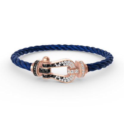 [Lumi Jewels]FORCE LARGE HORSESHOE BLACK WHITE DIAMOND BRACELET ROSE GOLD