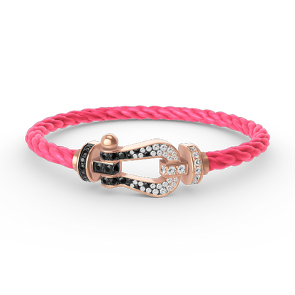 [Lumi Jewels]FORCE LARGE HORSESHOE BLACK WHITE DIAMOND BRACELET ROSE GOLD