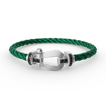 [Lumi Jewels]FORCE LARGE HORSESHOE BLACK DIAMOND BRACELET SILVER