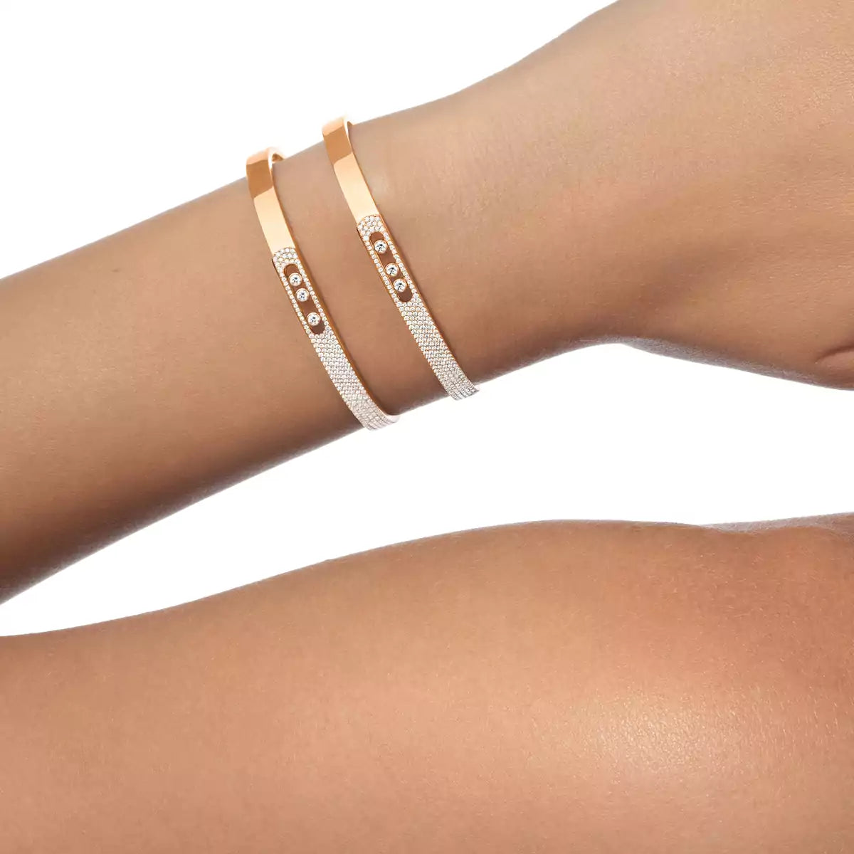 [Lumi Jewels]Move Noa Rose Gold Pav¨¦ Diamond Bangle Bracelet