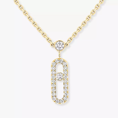 [Lumi Jewels]2 Rows Rose Gold Diamond Pave_ Necklace Move Uno