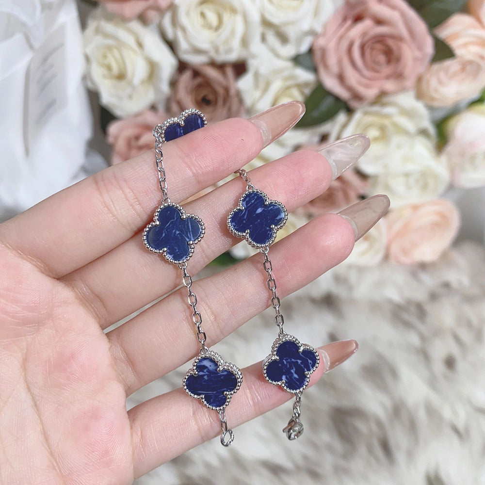 [Lumi Jewels]CLOVER 5 MOTIF PIETERSITE SILVER BRACELET