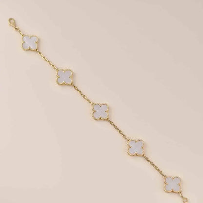 [Lumi Jewels]CLOVER  5 MOTIF WHITE MOP BRACELET