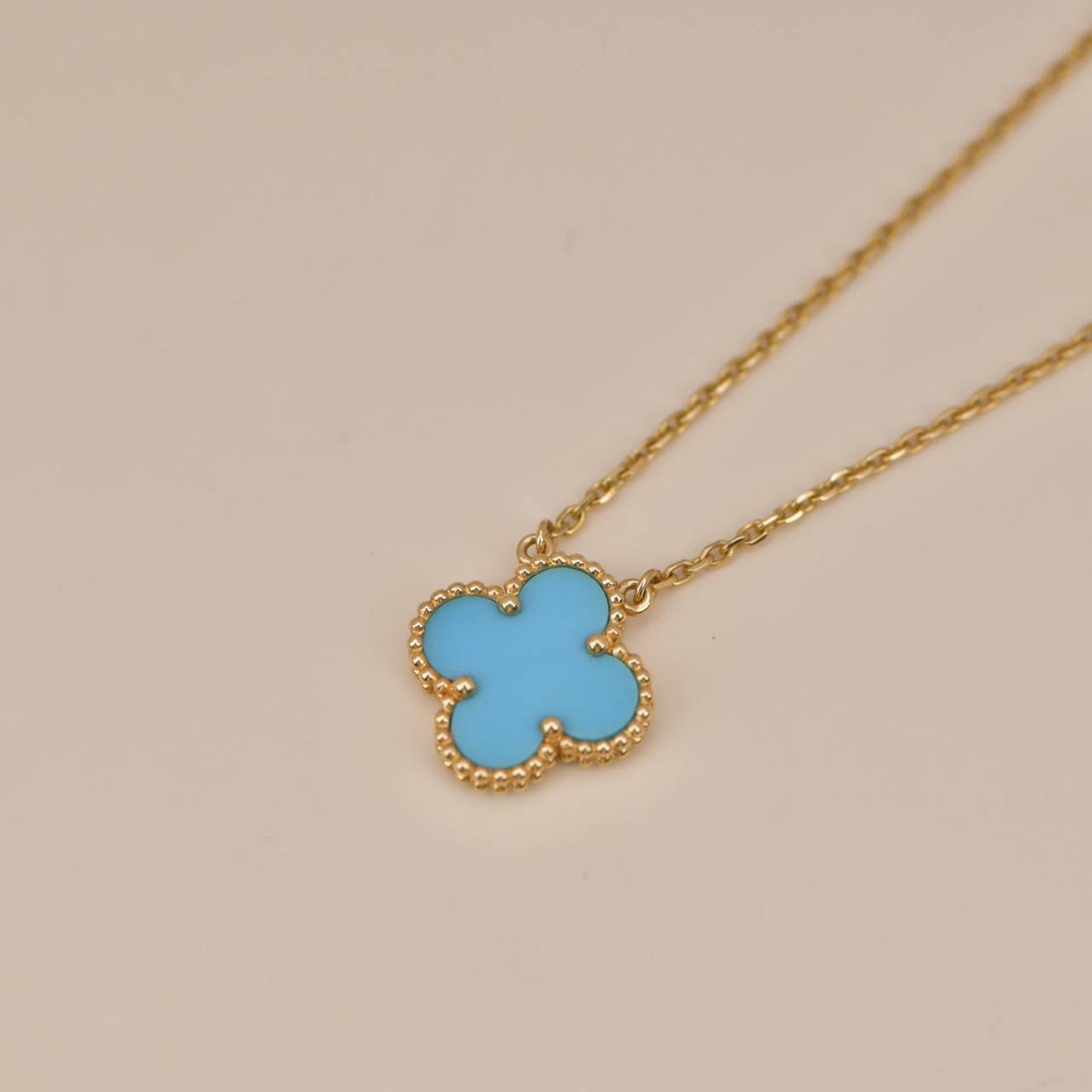 [Lumi Jewels]CLOVER 15MM VINTAGE TURQUOISE NECKLACE