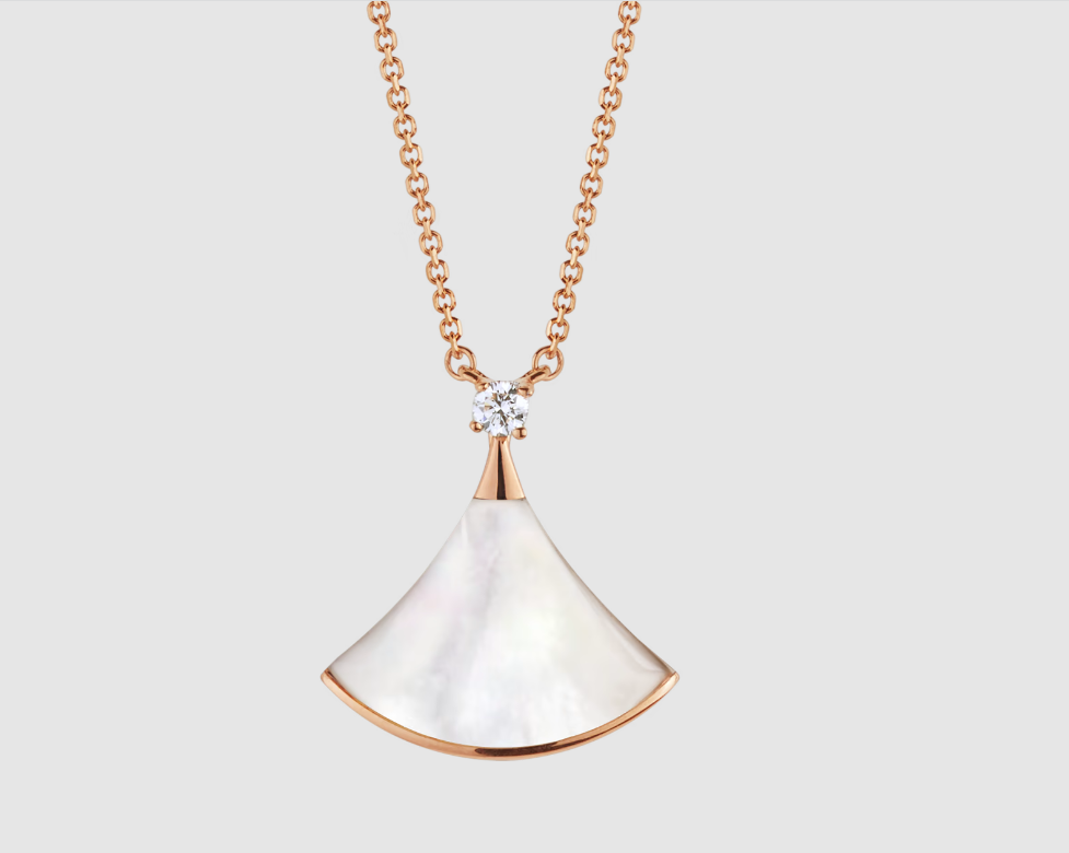 [Lumi Jewels]DREAM NECKLACE WHITE MOP PINK GOLD 1 DIAMOND