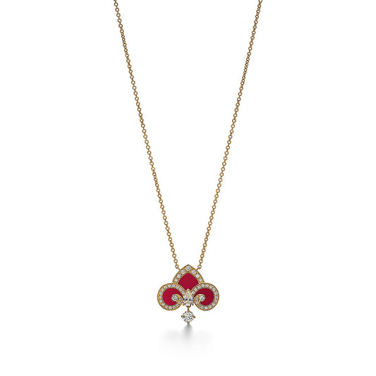 [Lumi Jewelry]FLEUR DE LIS PINK GOLD DIAMOND NECKLACE
