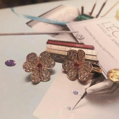 [Lumi Jewels]FRIVOLE PINK GOLD FLOWER DIAMOND EARRINGS