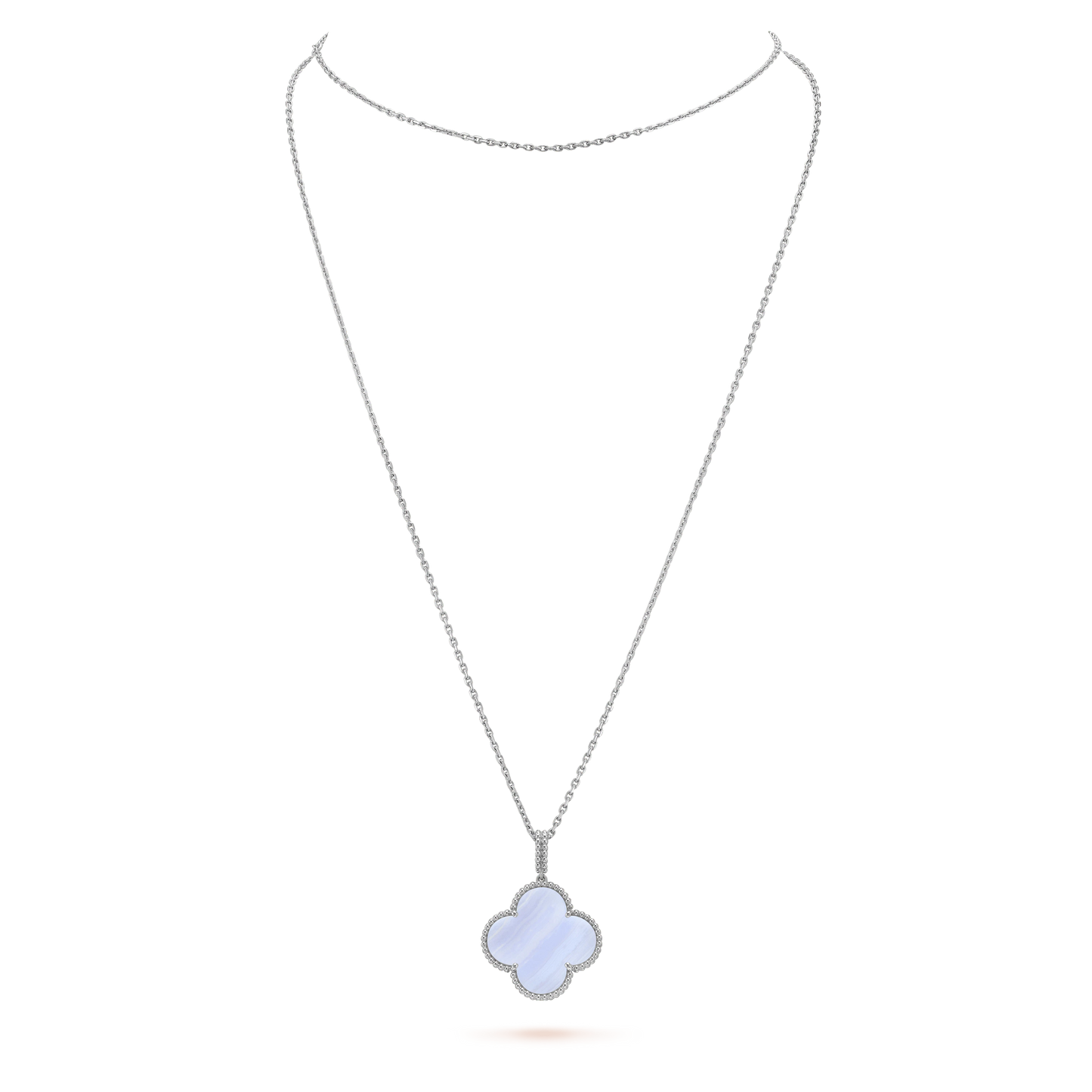 [Lumi Jewels]CLOVER SILVER CHALCEDONY BIG CLOVER NECKLACE