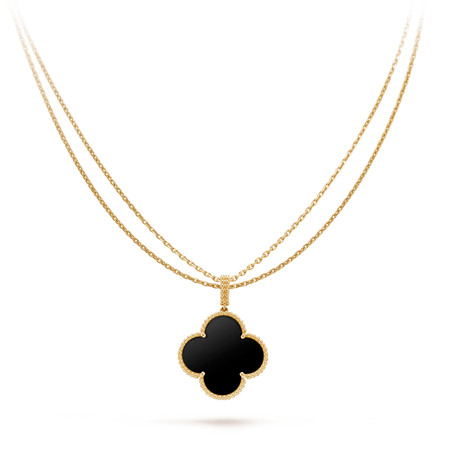 [Lumi Jewels]CLOVER 25MM GOLD ONYX BIG CLOVER NECKLACE