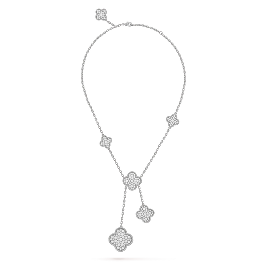 [Lumi Jewels]CLOVER 5 MOTIFS SILVER DIAMONDS NECKLACE