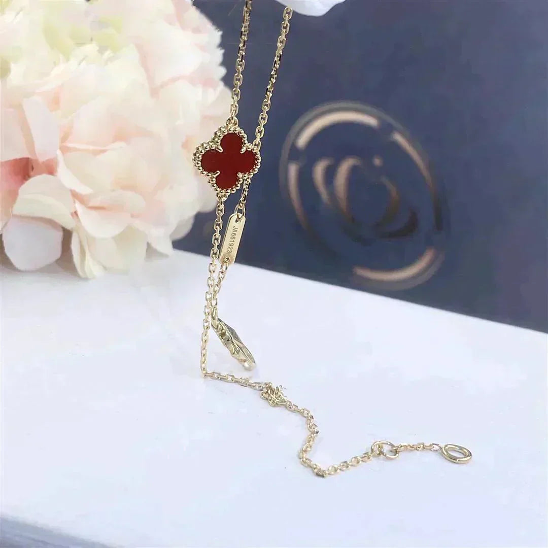 [Lumi Jewels]CLOVER  CARNELIAN SINGLE FLOWER BRACELET
