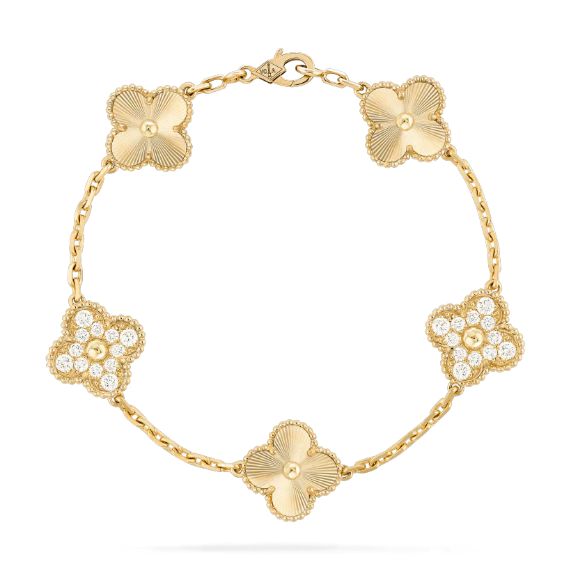 [Lumi Jewels]CLOVER BRACELET 5 MOTIFS GOLD DIAMOND