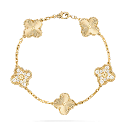 [Lumi Jewels]CLOVER BRACELET 5 MOTIFS GOLD DIAMOND