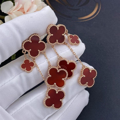 [Lumi Jewels]CLOVER EARRINGS CARNELIAN 4 MOTIFS PINK GOLD
