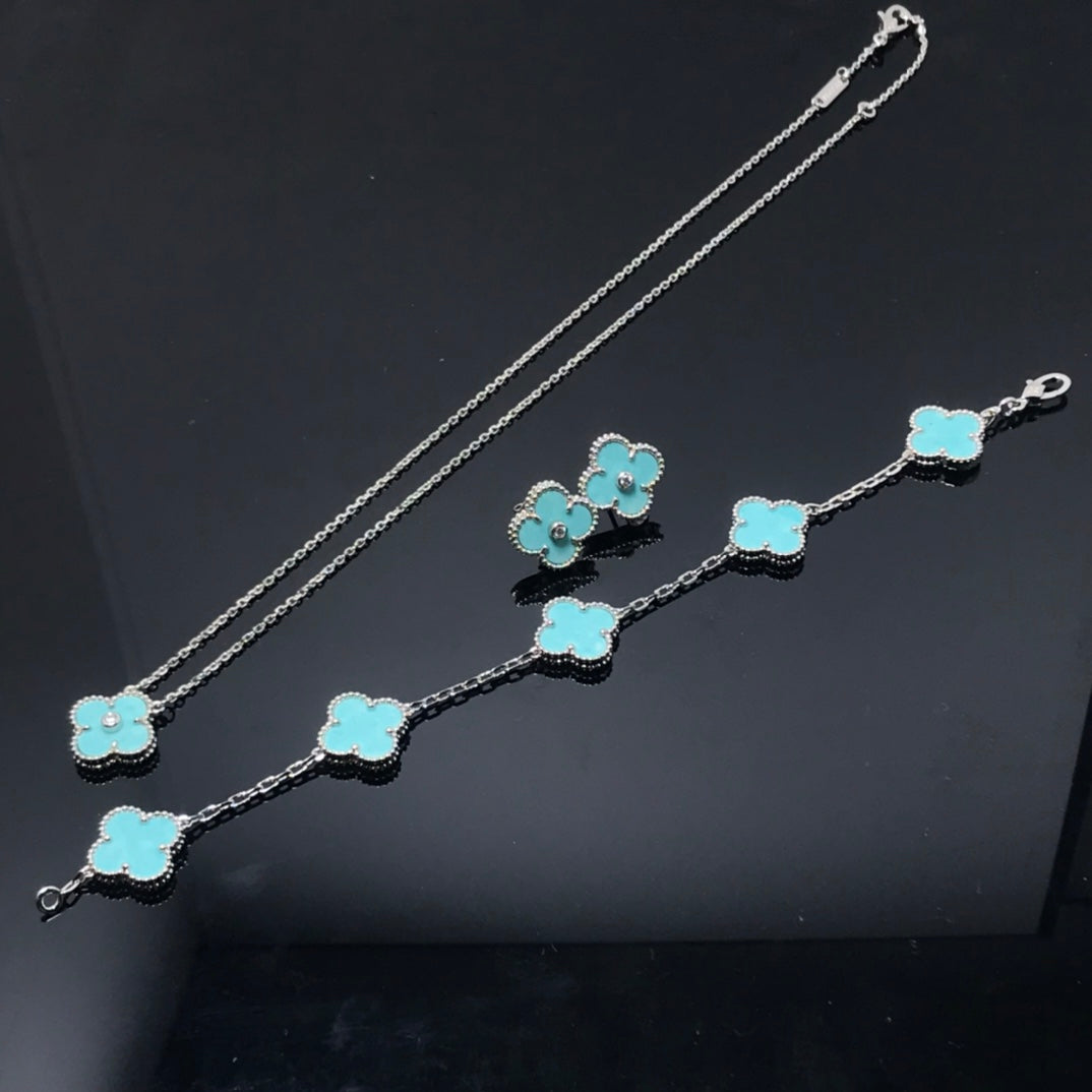 [Lumi Jewels]CLOVER 1 DIAMOND BLUE SKY SILVER EARRINGS